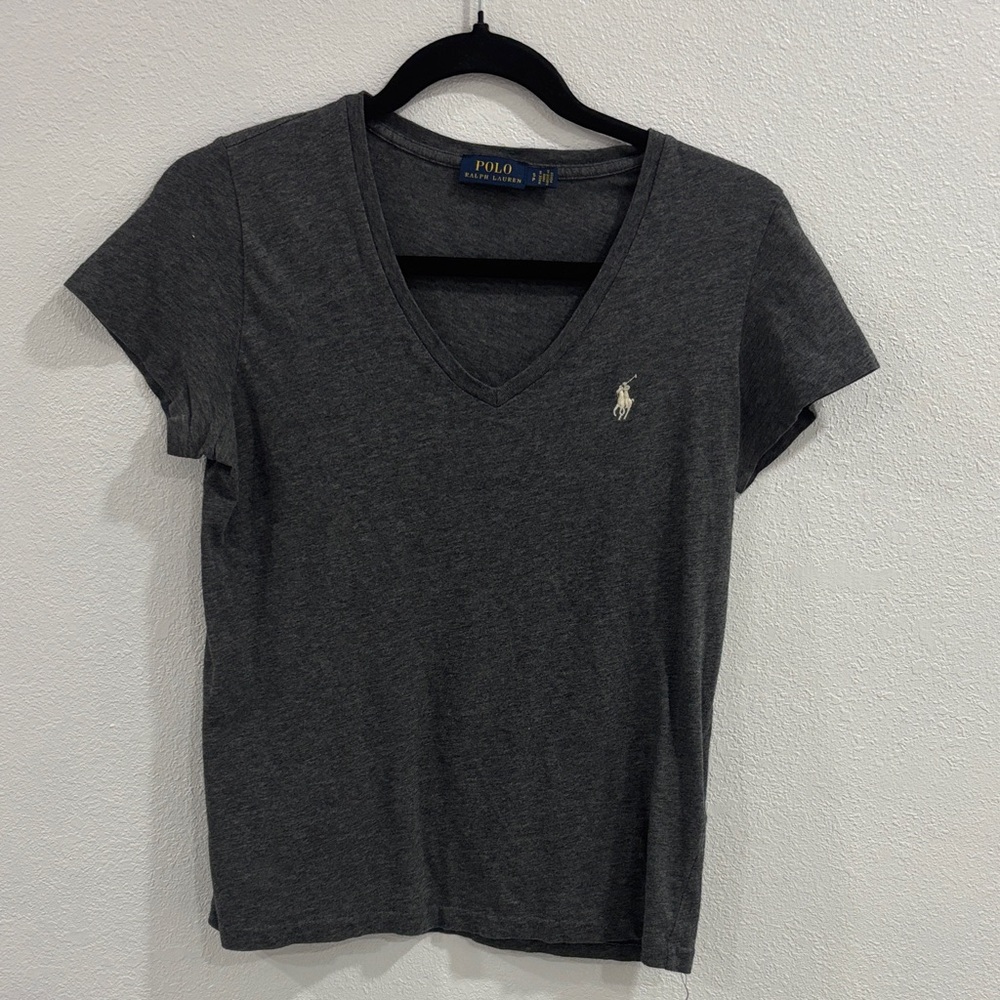 Ralph Lauren Women's Charcoal V-Neck Tee